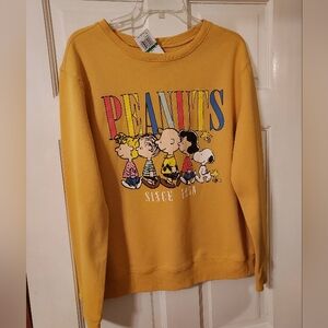 Hybrid Apparel PEANUTS Gold crew sweathshirt, sz Large. New w tags